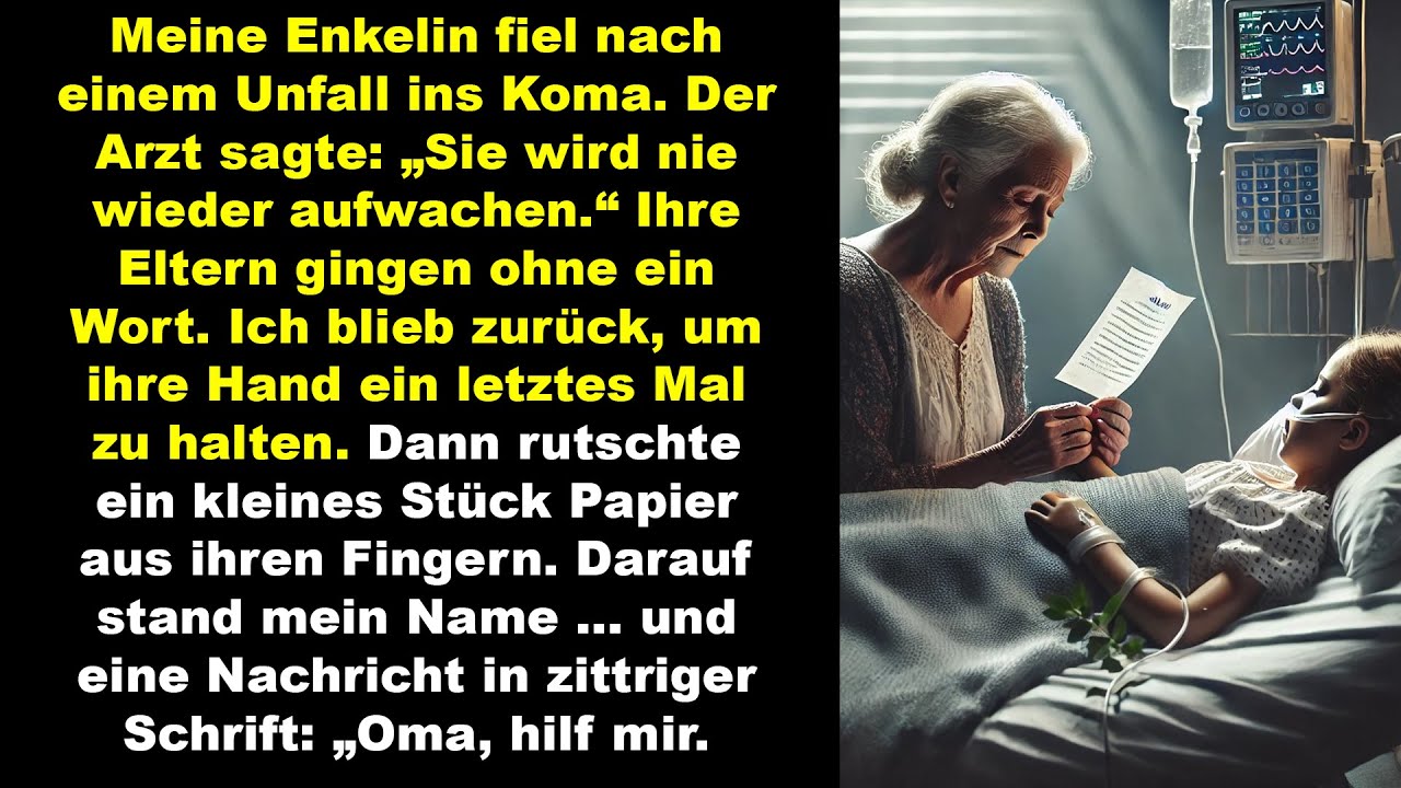 Nach dem Unfall sagte der Arzt, sie wacht nie auf. Doch ihr Zettel flüsterte: „Oma, hilf mir.