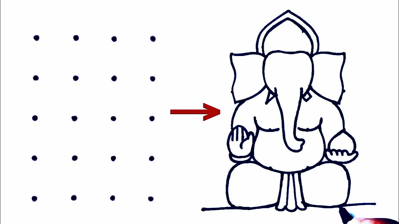 Lord Ganesha drawing from 4&times;5 dots easy step by step // Easy Lord Ganesha Rangoli