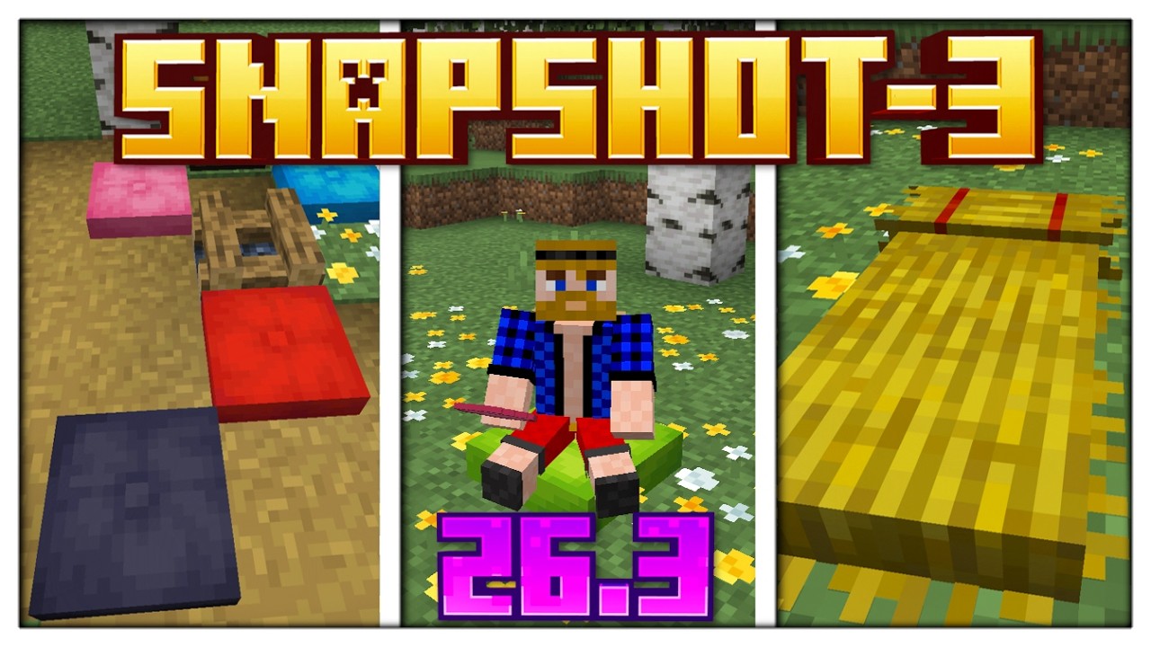 Poduszki, Słomiane Ł&oacute;żka i Możliwość Siadania do Minecraft 26.3 [Snapshot-3]