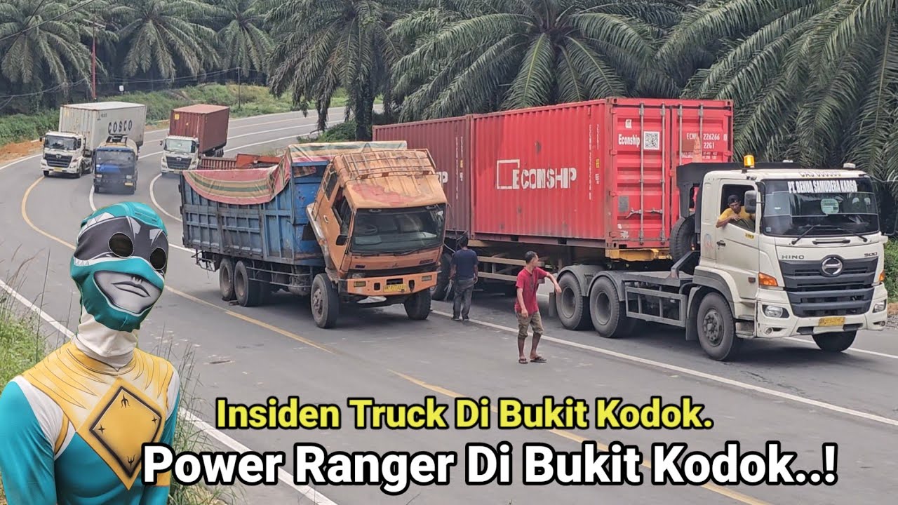 Penampak Kan Di Atas Truck  Power Ranger Di Tanjakan Bukit Kodok.Truck Mundur Kencang,Trailer  Blap.
