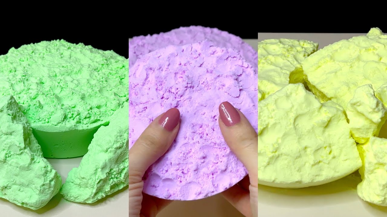 ASMR Baking Soda Crushing | Satisfying Colorful Relaxation 💚💜💛