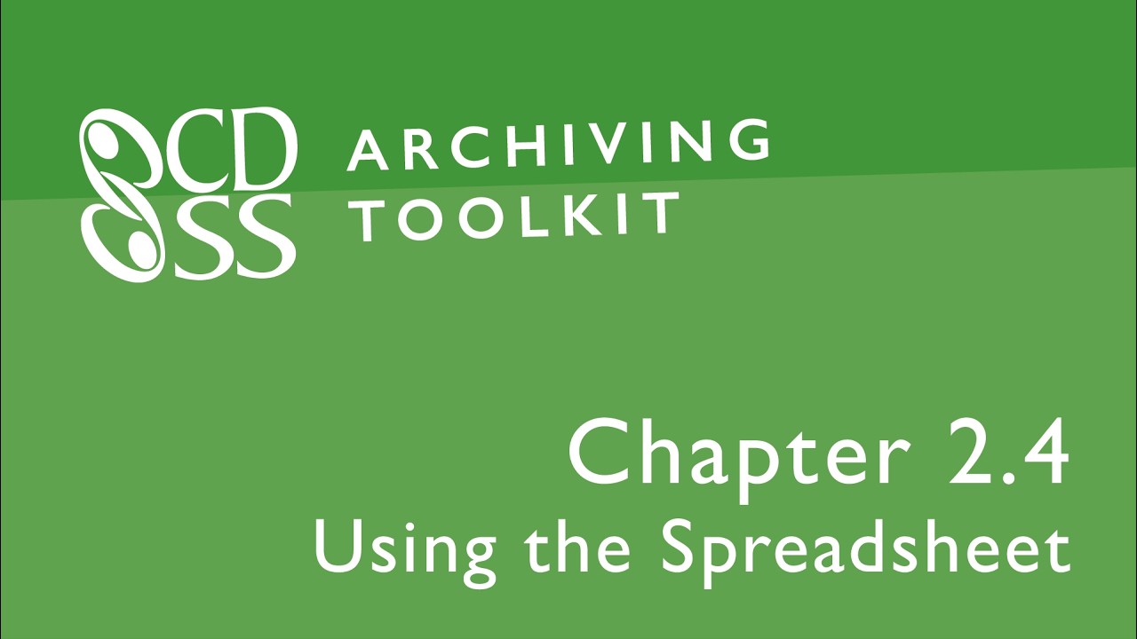 CDSS Archiving Toolkit, Chapter 2.4: Using the Spreadsheet
