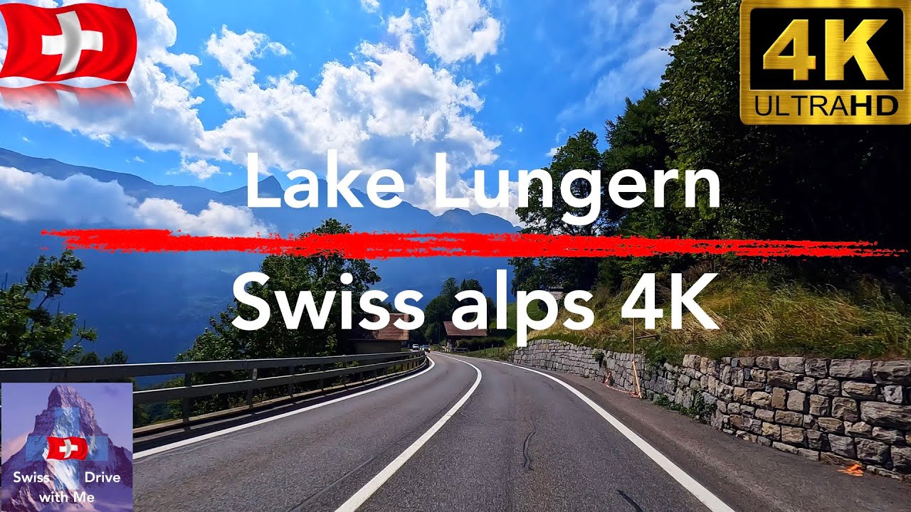 Driving in Switzerland, lake Lungern towards Aareschlucht in 4k with relaxing music