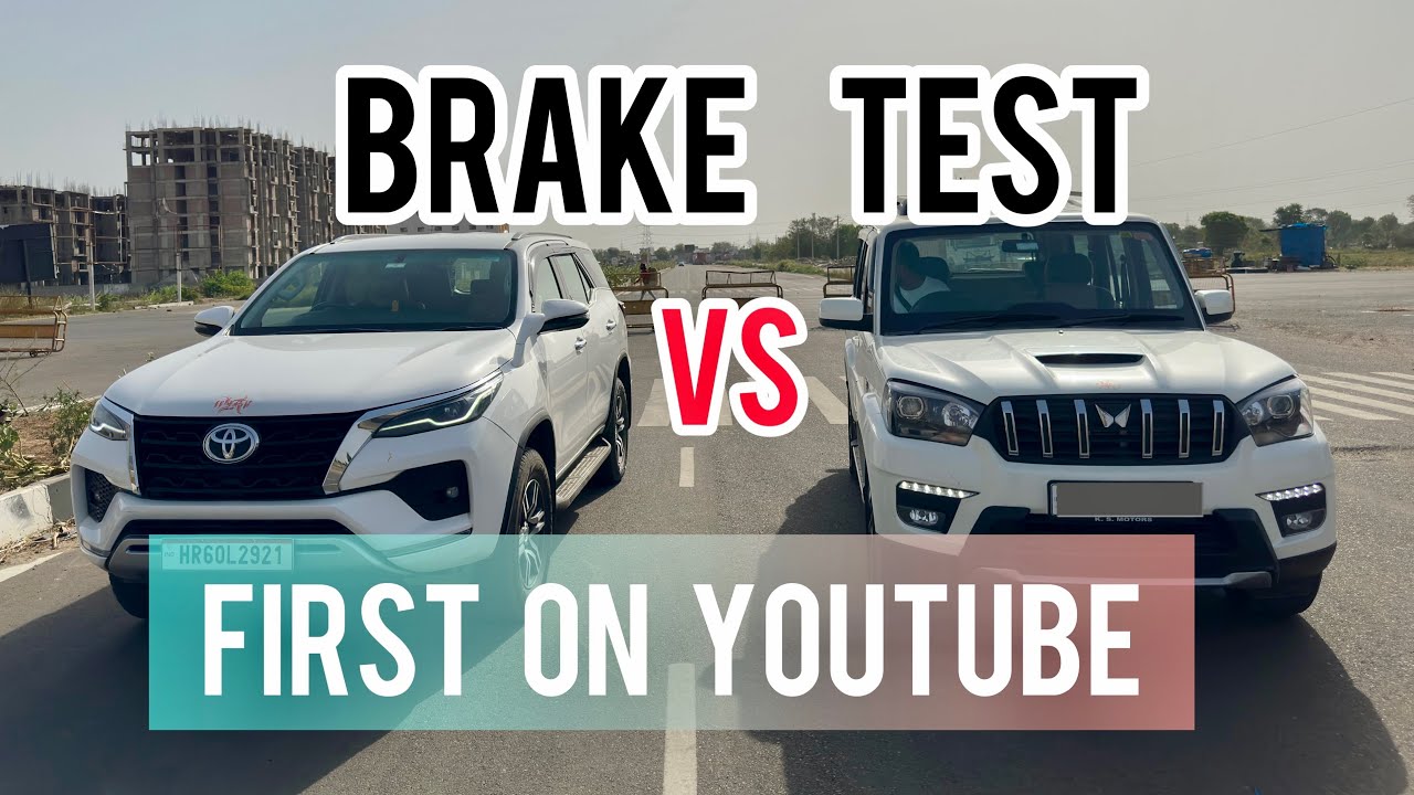 BRAKE TEST: TOYOTA FORTUNER FACELIFT VS MAHINDRA SCORPIO CLASSIC || #toyota #mahindra #fortuner