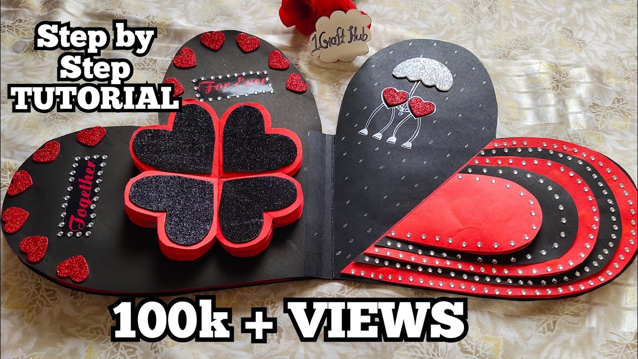 Valentine's 💕 love scrapbook //How to make heart shape scrapbook // birthday gift for boyfriend