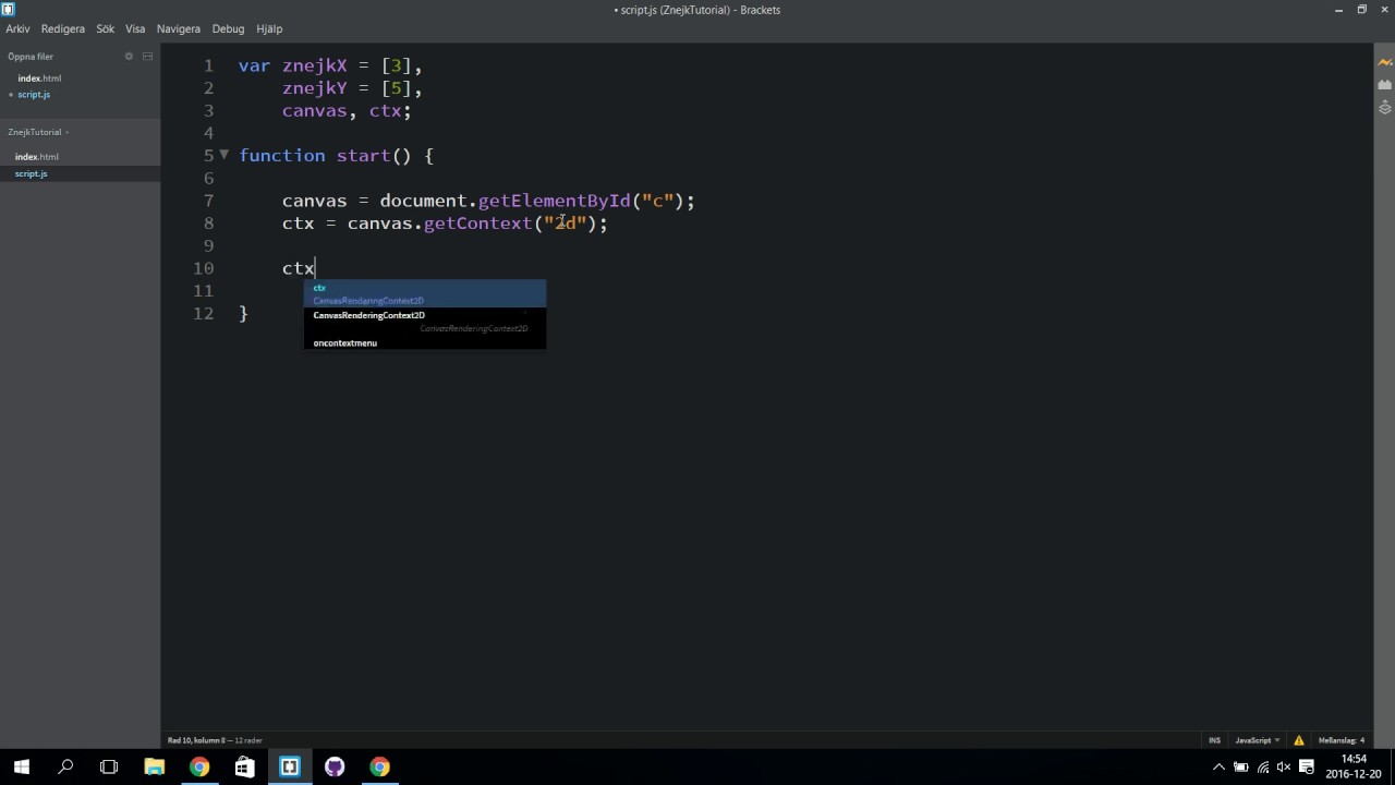 Programmering 1 med spelprogrammering i JavaScript - Spelprojekt nummer 2: Znejk