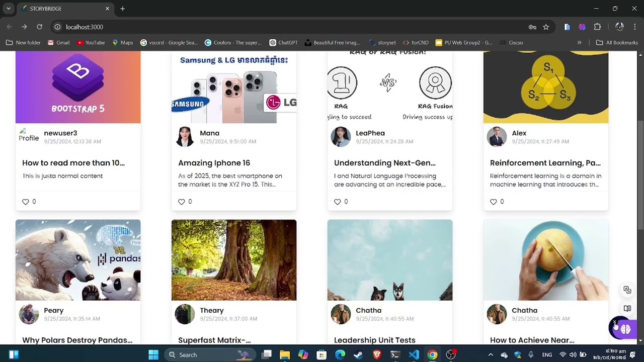 storybridge is blog platform was developed using React.js from Pre Uni 1st generation