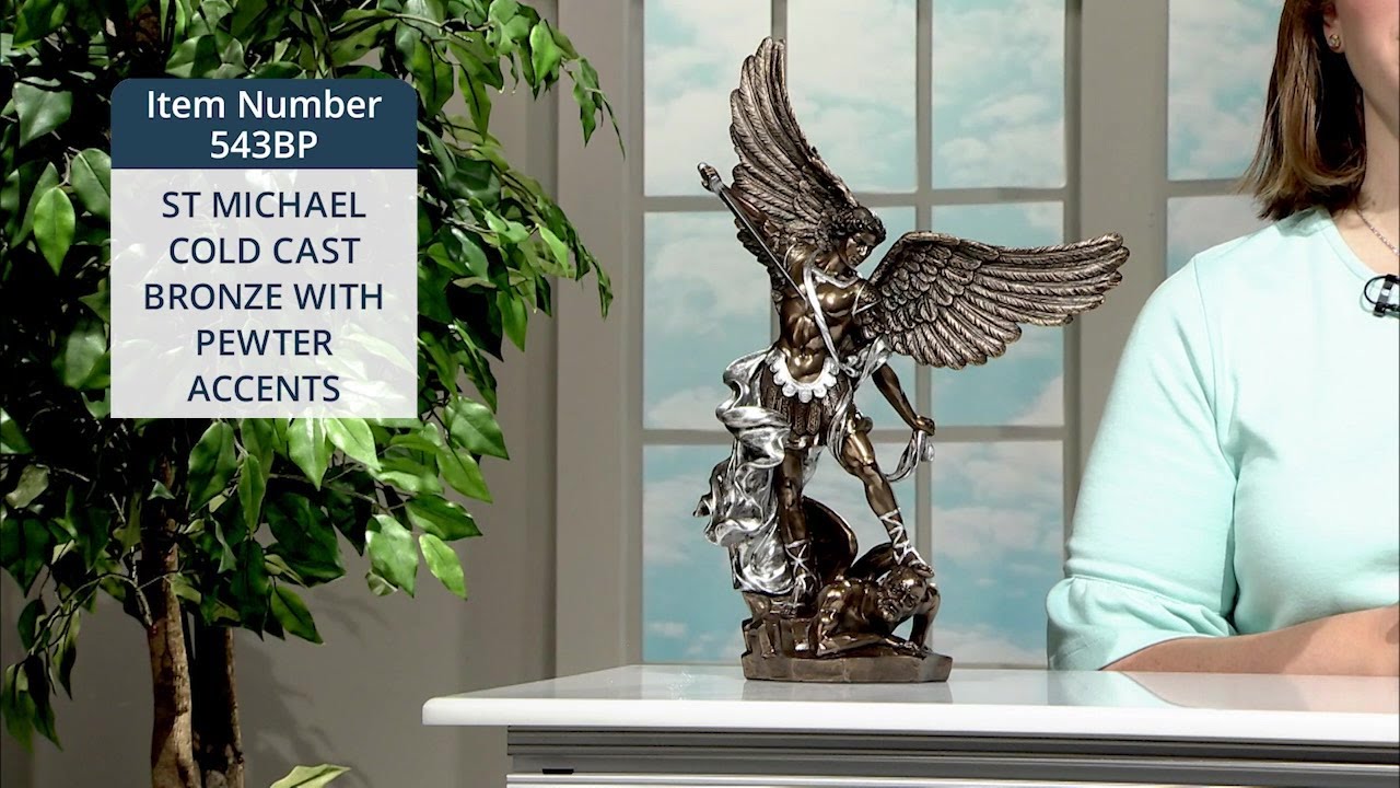 543BP_ST MICHAEL COLD CAST BRONZE WITH PEWTER ACCENTS