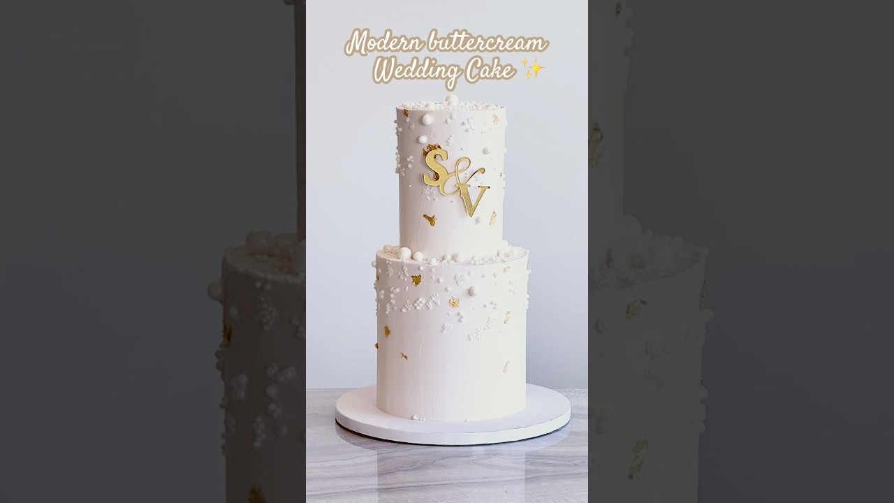 Modern Buttercream Wedding Cake ✨🤍 | Two-Tier Elegance