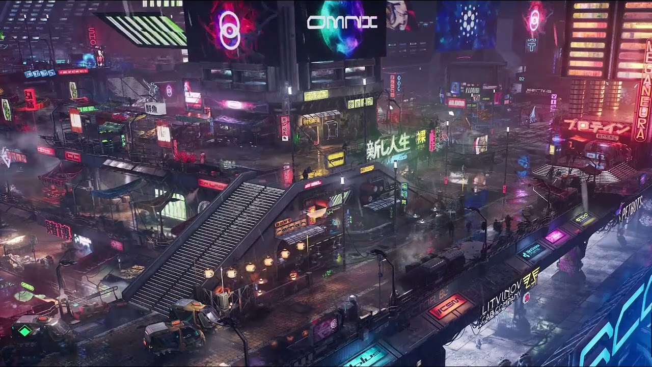 Rain and Thunder ⛈️ Sleep 💤 Sounds Futuristic Cyber City Spaceships | Robots | Relaxation