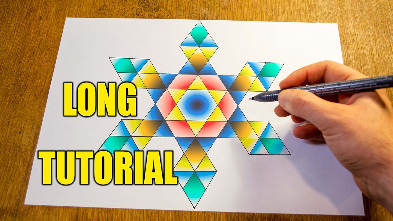 A Geometric Drawing Made Of Many Triangles - LONG Video Tutorial