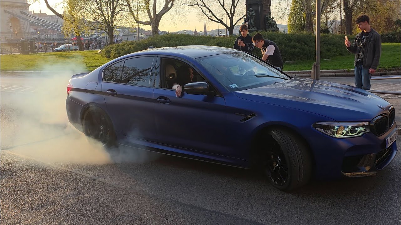 CAR SPOTTING IN BUDAPEST CARS BRUTAL AND ACCELERATION + 2× ILLEGAL STREET BURNOUT