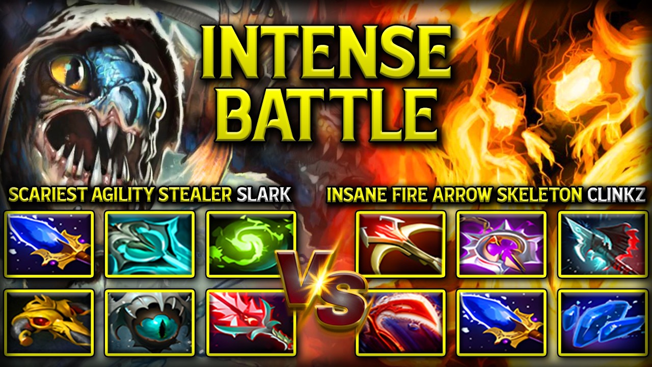 TRULY INTENSE BATTLE BETWEEN Scariest Agility Stealer Slark Versus insane Fire Arrow Skeleton Clinkz