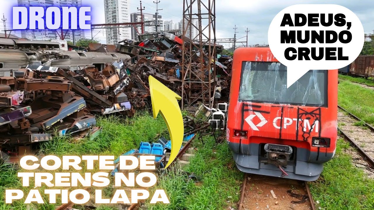 Drone mostra o corte de trens antigos no Pátio Lapa - Zona Oeste de São Paulo