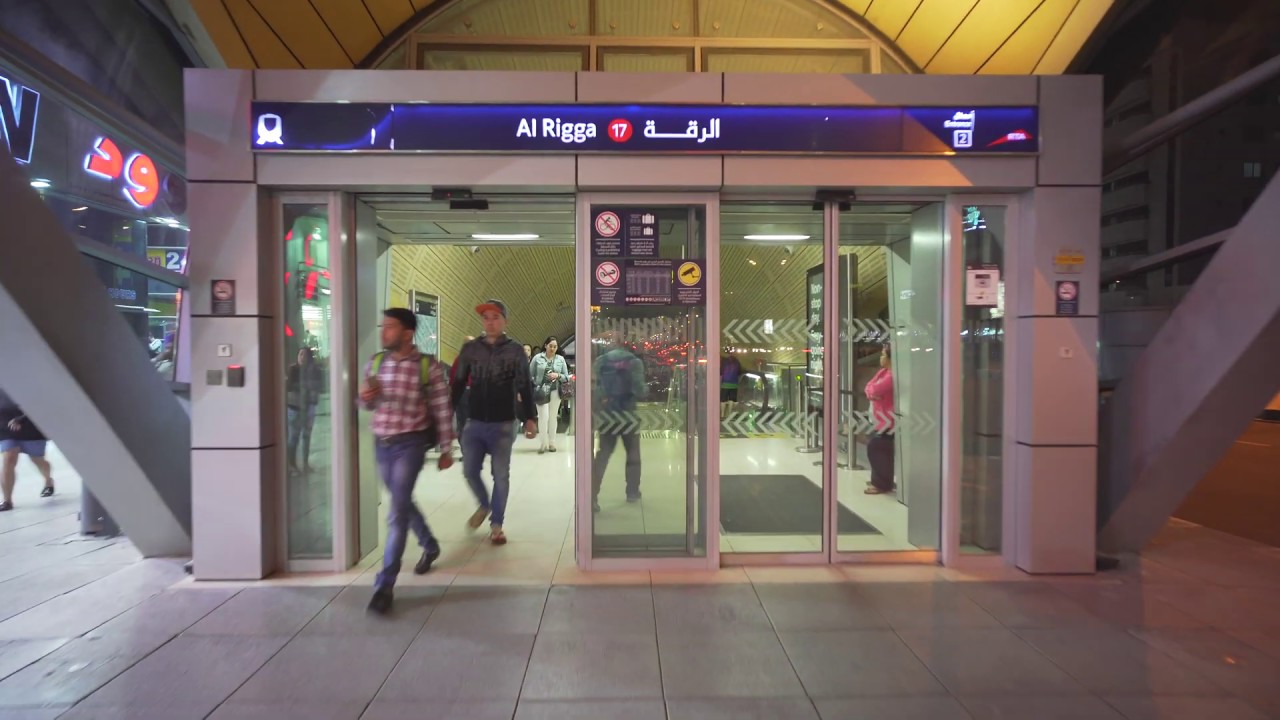 United Arab Emirates, Dubai, night walk to Al Rigga metro station