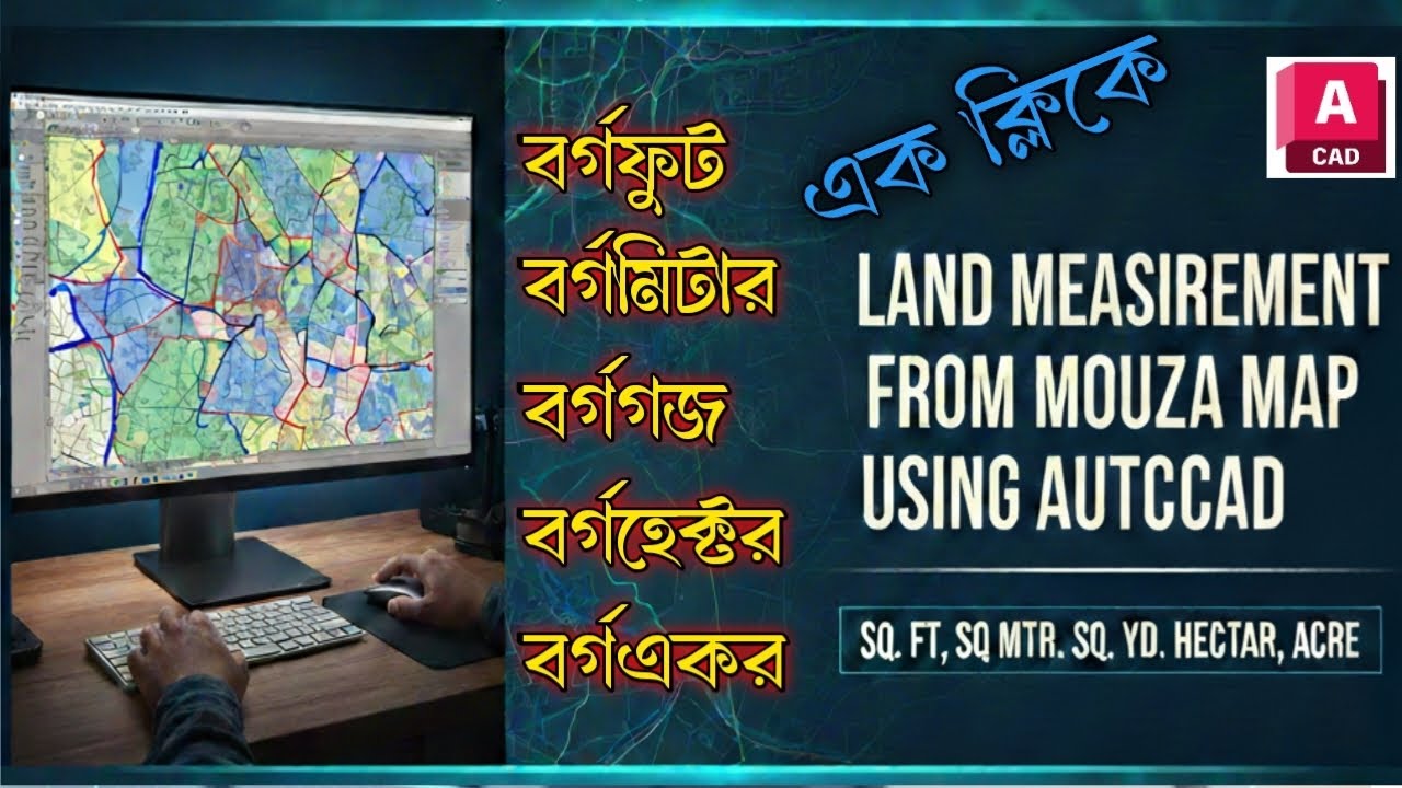 এক ক্লিকেই বর্গফুট, বর্গমিটার, বর্গগজ, বর্গহেক্টর, বর্গুএকর বের করুন।| AutoCad | Kabir BD