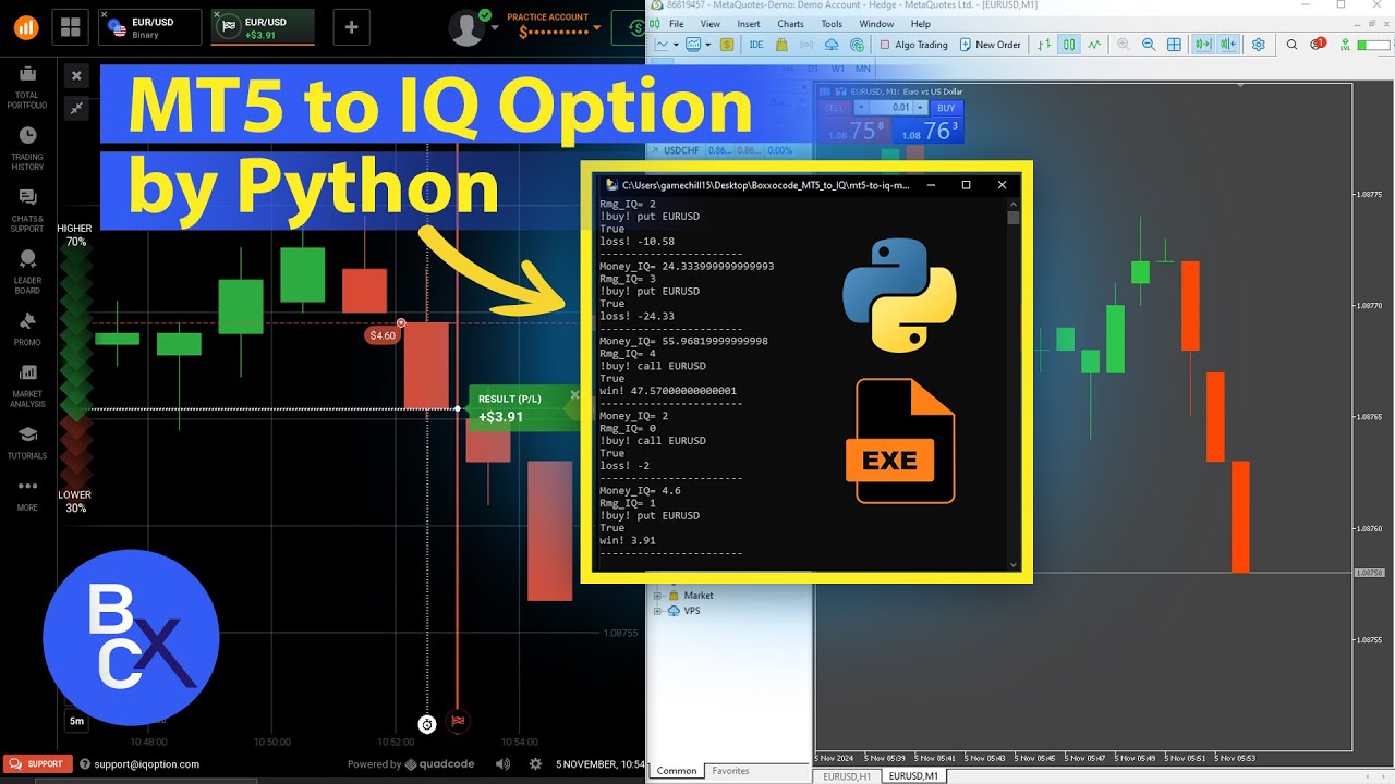 ⚡How to Automate Connect API MetaTrader 5 with Binary Robots IQ Option by Python (.exe)