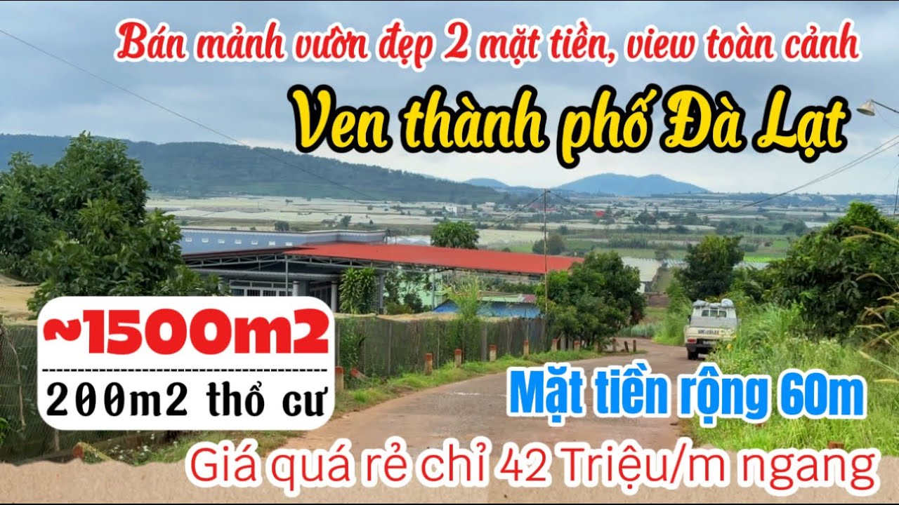 🏡Bán gấp mảnh vườn đẹp rộng 1500m2 ven Đà lạt, có sẵn 200m2 thổ cư định cư - nghỉ dưỡng