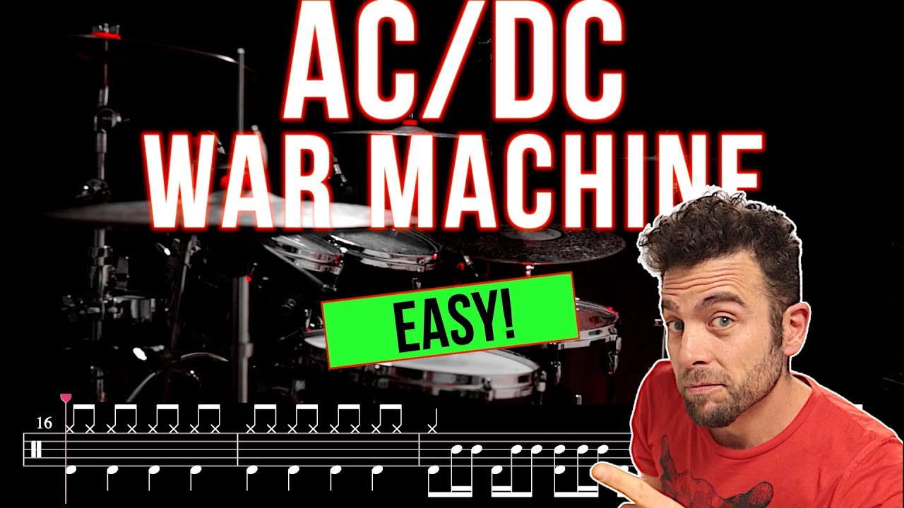 AC/DC - War Machine - Drum cover (with scrolling drum score)