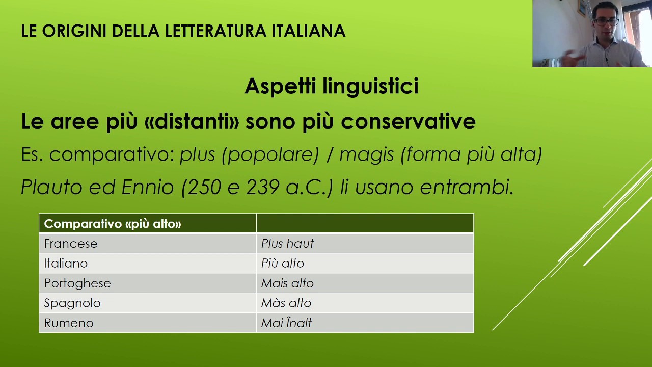 Aspetti linguistici del passaggio dal latino all'Italiano