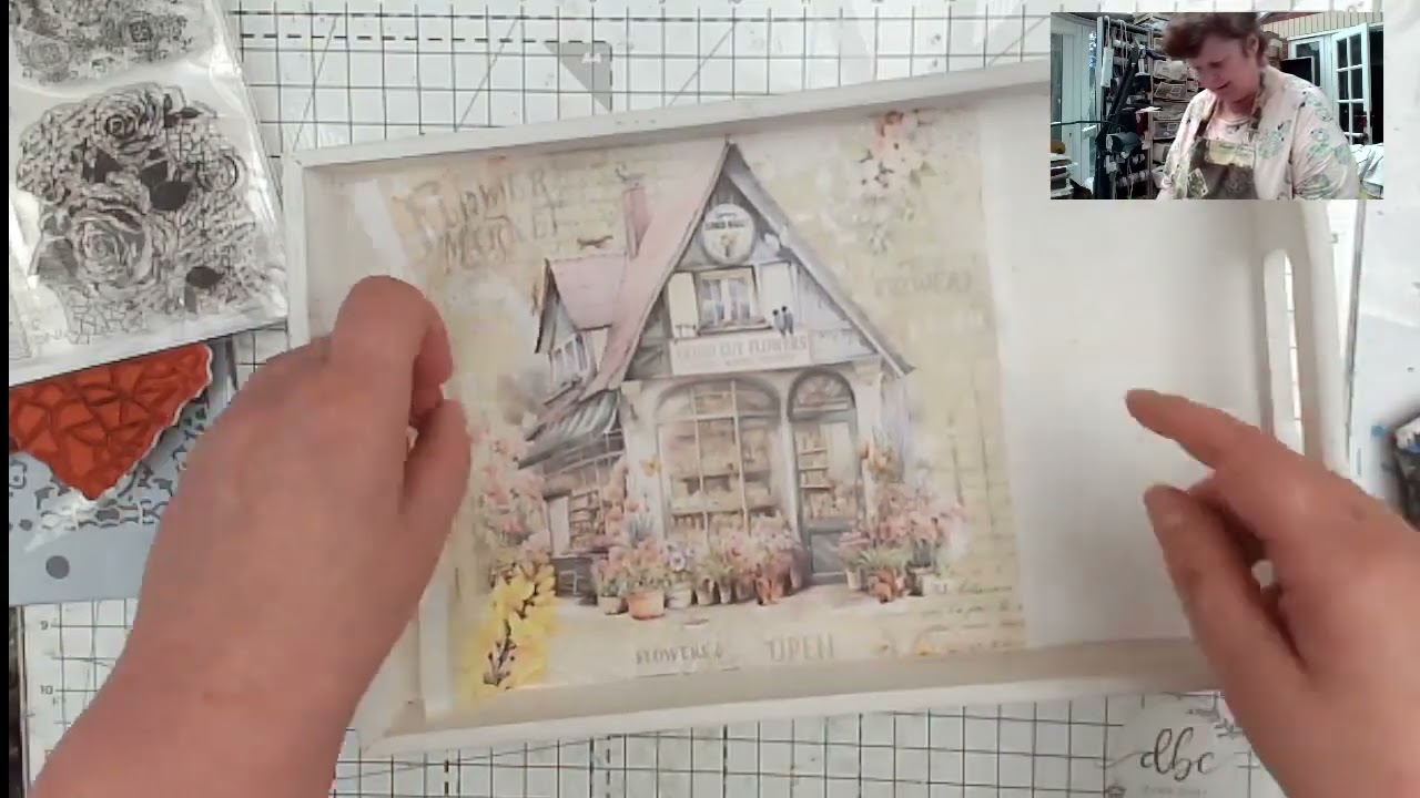 Flower Shop, a decoupage tray with Ciao Bella rice papers