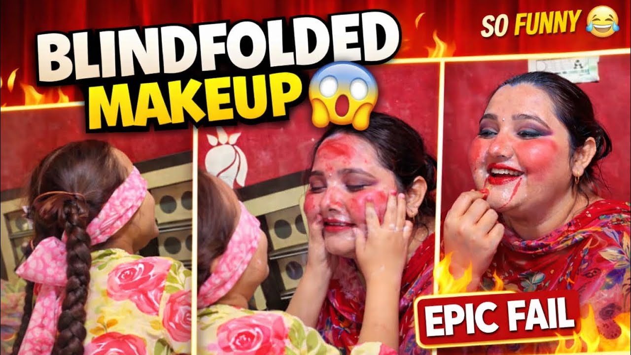 “Eyes👁️ Band karke Beti Ne Mom Da Makeup Kiya 😅| Blindfolded Challenge”