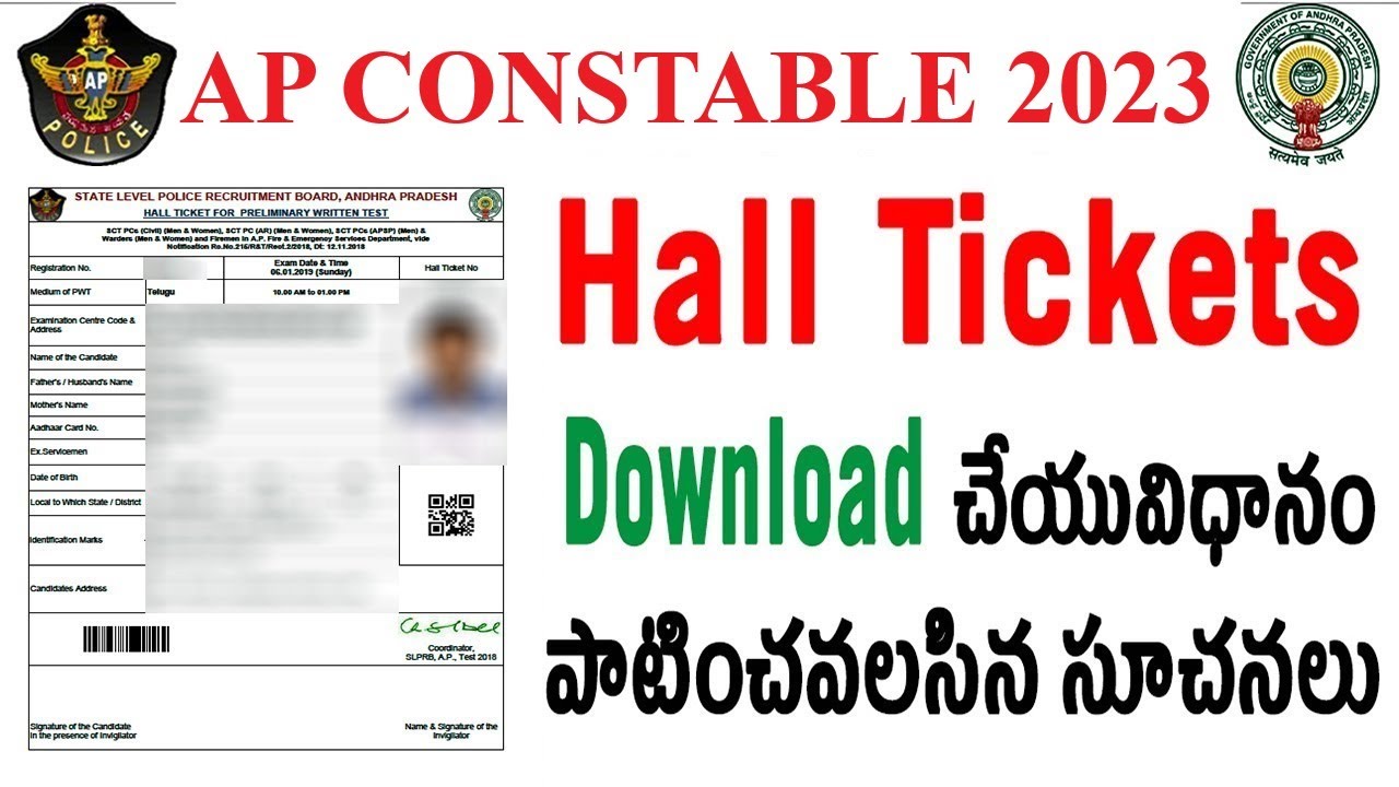 AP Police Constable Hall Ticket Download 2023 | AP Police Constable Preliminary Hall Ticket Download