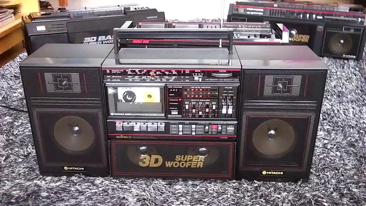 hitachi trk 3d9 ou 9230 mk2     3d super woofer ghettoblaster  radio cassette