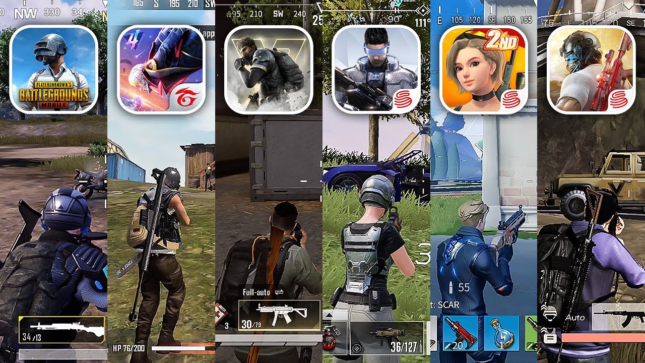 PUBG Mobile vs FREE FIRE vs Badlanders vs Cyber Hunter vs Creative Destruction vs Knives Out  || PK