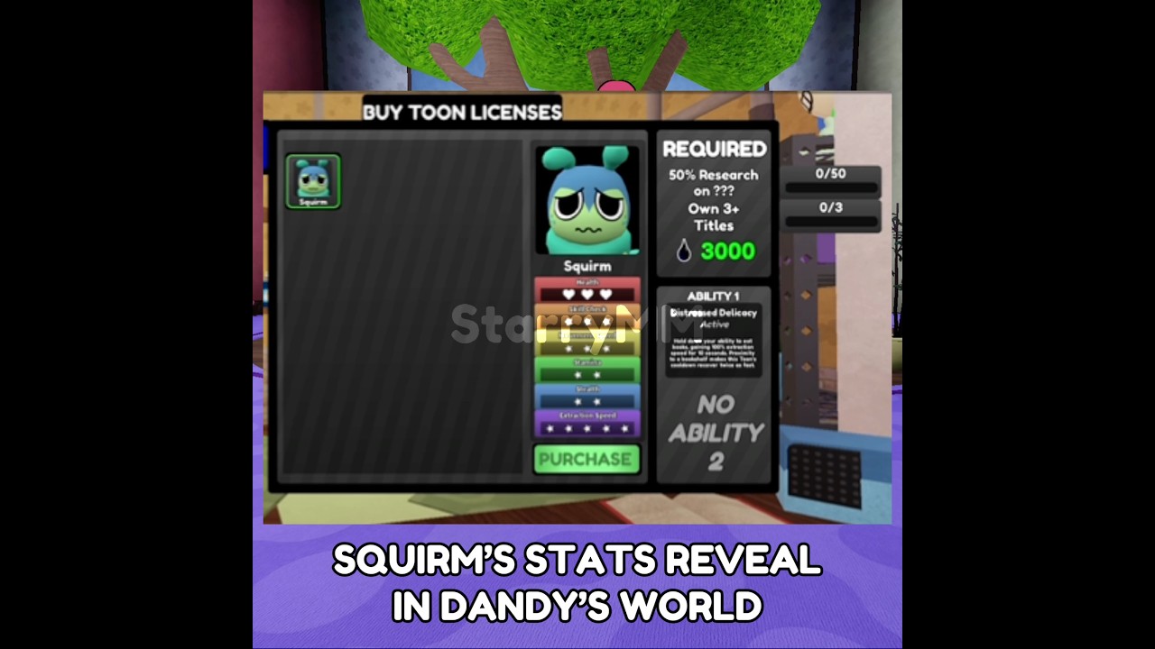 Статистика SQUIRM в мире Dandy's раскрывается и обновляется.