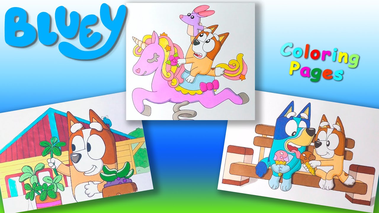Bluey and Bingo Coloring For kids Part 4. Bluey Preschool Coloring Pages with Disney Junior