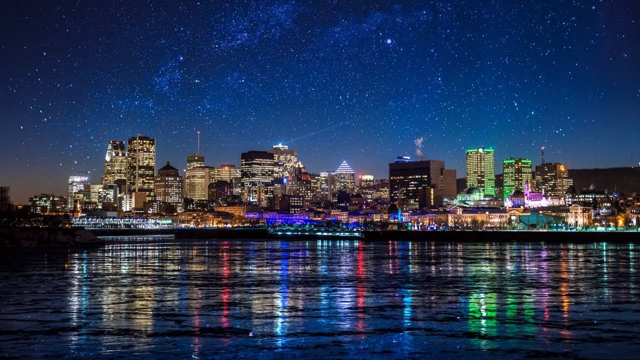 Montreal - Night in Old Port from Phantom 4 - 4K
