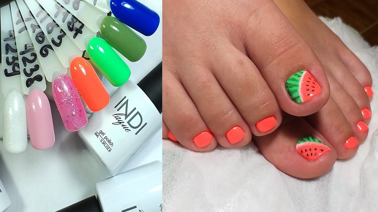 ❤ ПЕДИКЮР от А до Я ❤ новинки RuNail INDI ❤ рисуем АРБУЗ на ногтях ❤