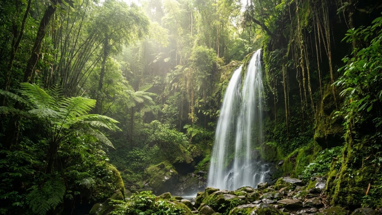 Soothing Deep Sleep Music | Quiet Night Waterfall for Deep Rest 😴💦🌙
