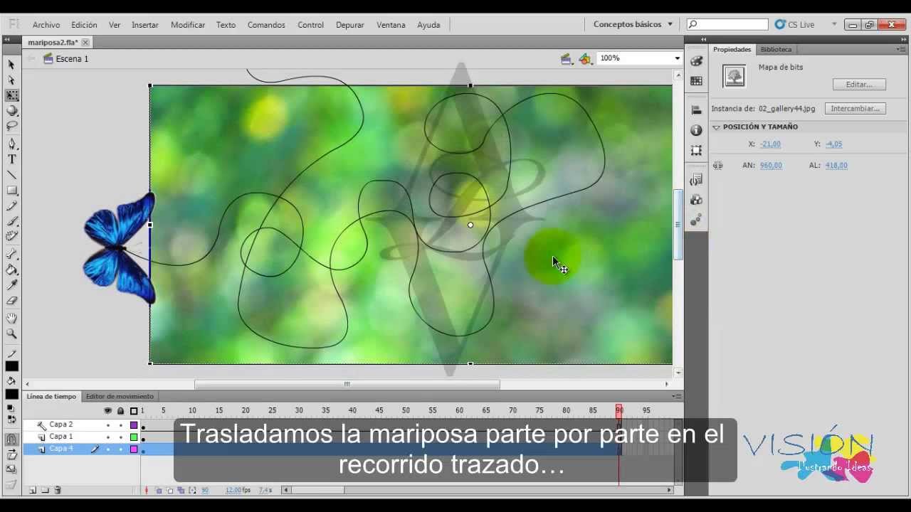 Animación de mariposa