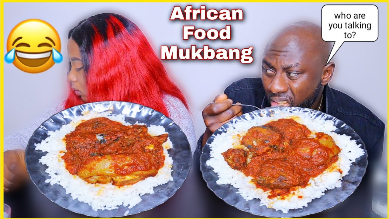 TALKING TO INVISIBLE PERSON MUKPRANK ON HUSBAND | HILARIOUS REACTION 🤣 | RICE AND STEW MUKBANG