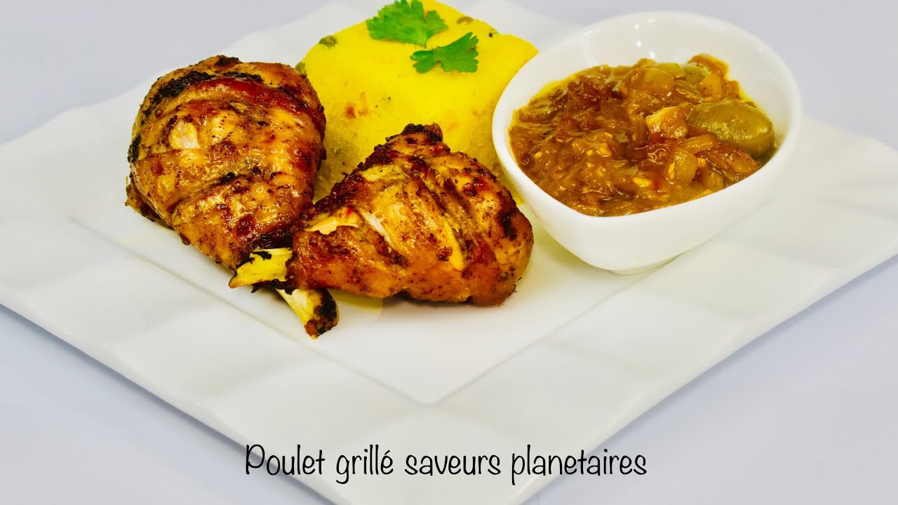 Poulet grillè au four avec du couscous à la Sénégalaise