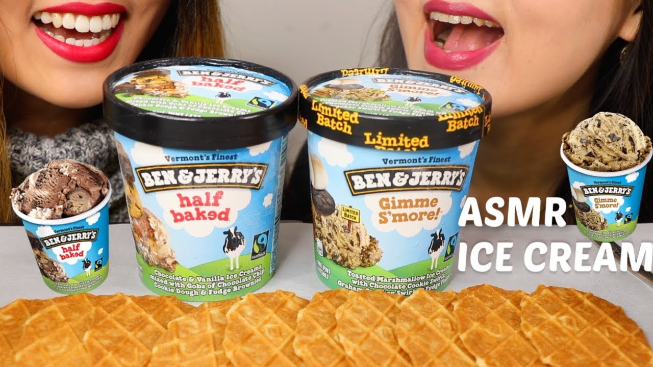 ASMR BEN&JERRY'S ICE CREAM + CRISPY BUTTER COOKIES 아이스크림 리얼사운드 먹방 アイスクリーム 冰淇淋 Kem cây | Kim&Liz ASMR