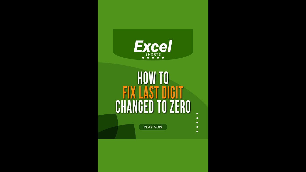 How to Fix Last Digit Changed to Zero 0 in Excel | Excel | Tutorials | Youtube Shorts #shorts #short