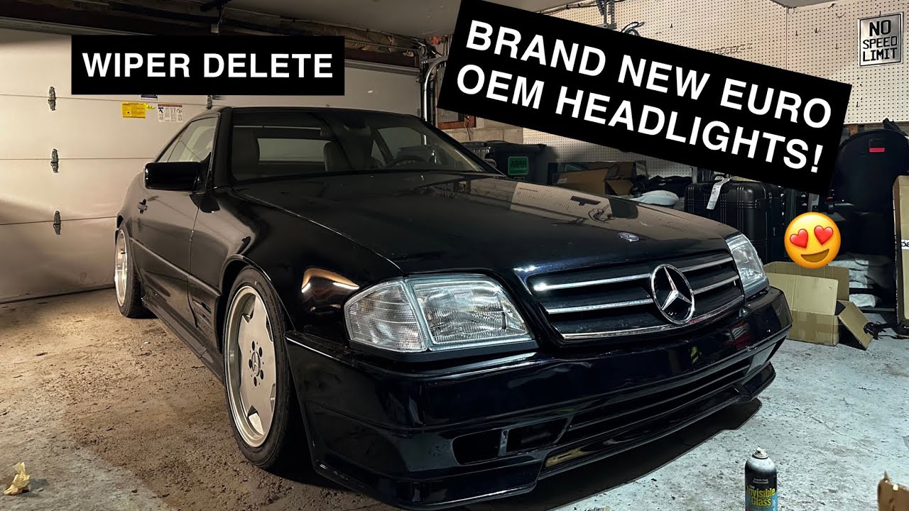 Установка фар Mercedes SL500 R129 Euro Spec 1997 года выпуска / удаление дворников