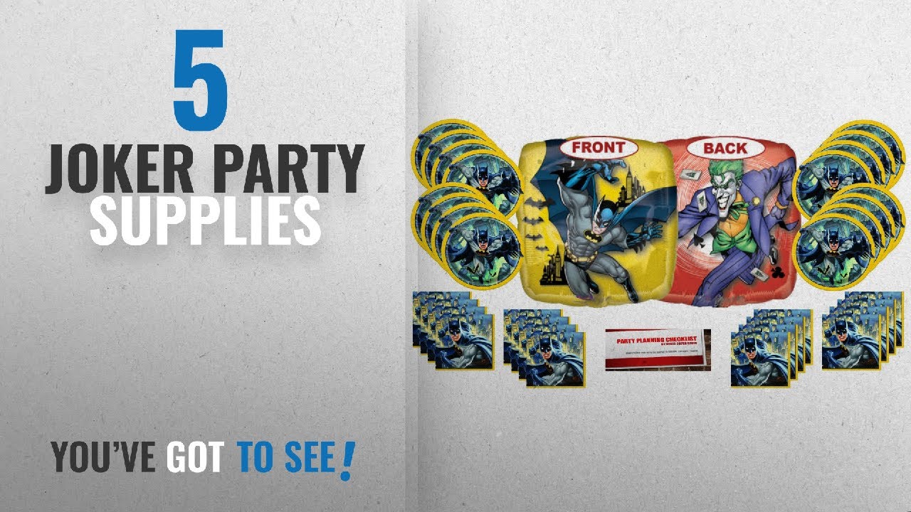 Top 10 Joker Party Supplies [2018]: Batman Happy Birthday Party Supplies Bundle Pack for 16 Plus 18