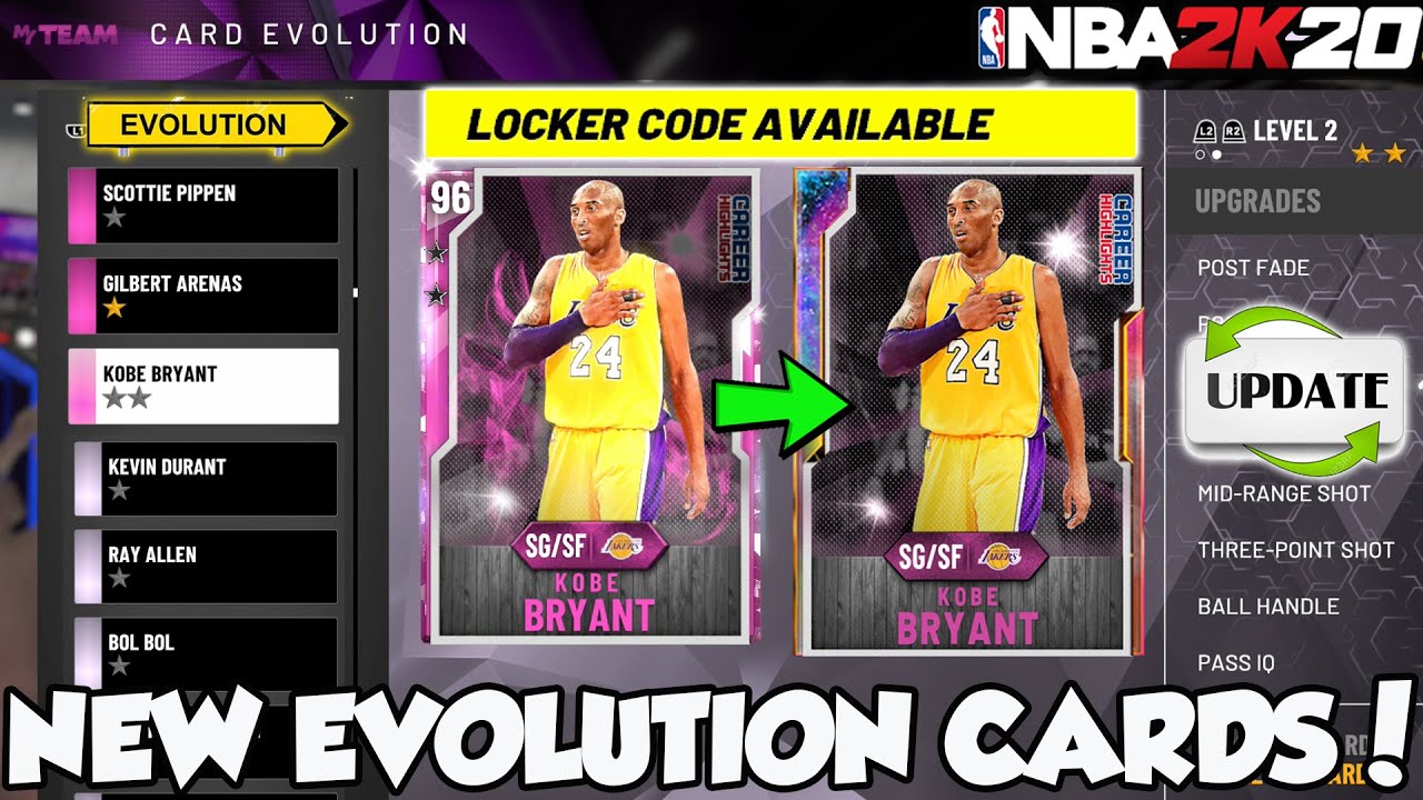 2K ADDED NEW EVOLUTION CARDS AND FREE GALAXY OPAL KOBE BRYANT LOCKER CODE IN NBA 2K20 MYTEAM