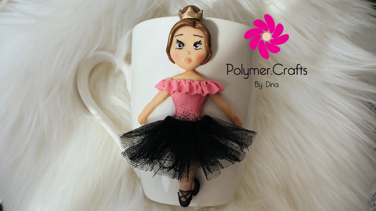 With SUBS! Polymer clay ballerina(tulle skirt) -  (باليرينا بالصلصال الحراري(جوب تول