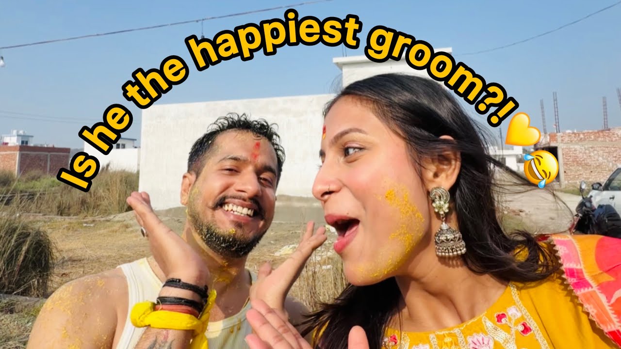 Can’t tell if it’s haldi or happiness all over his face🤭💛 | pahafi Haldi + mehendi ✨❤️ | Unnati Pant