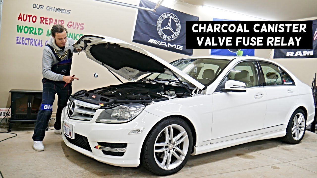 MERCEDES W204 Activated Charcoal Canister Shutoof Valve Fuse Relay Location Replacement C250 C300 C1