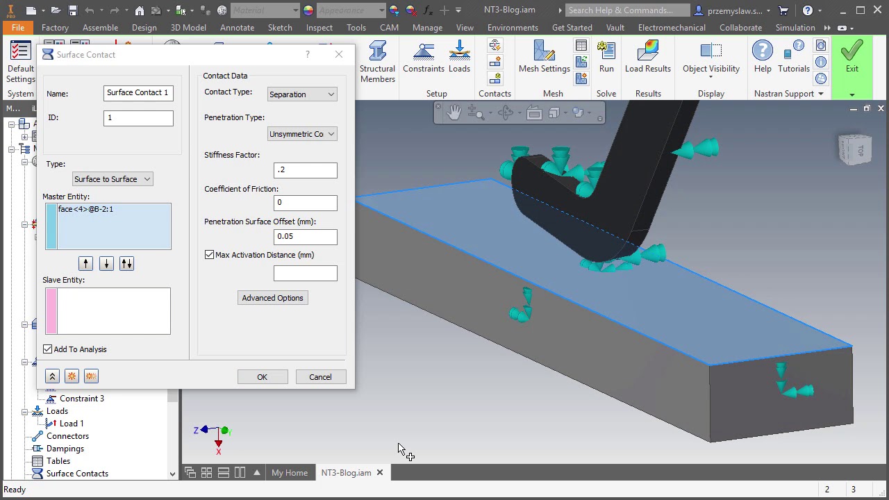 Analiza nieliniowa w Nastran In-CAD