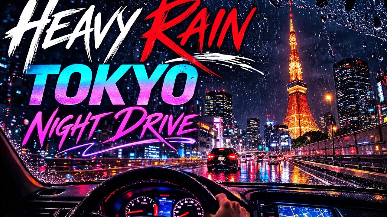 Heavy Rain Tokyo Night Drive Relaxing Ambient Synthwave Driving Mu