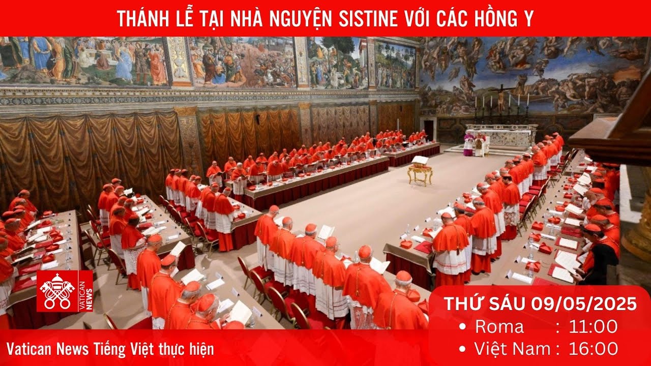 Thánh Lễ của Đức Tân Giáo Hoàng Lêô XIV với các Hồng Y (thứ Sáu 9/5)