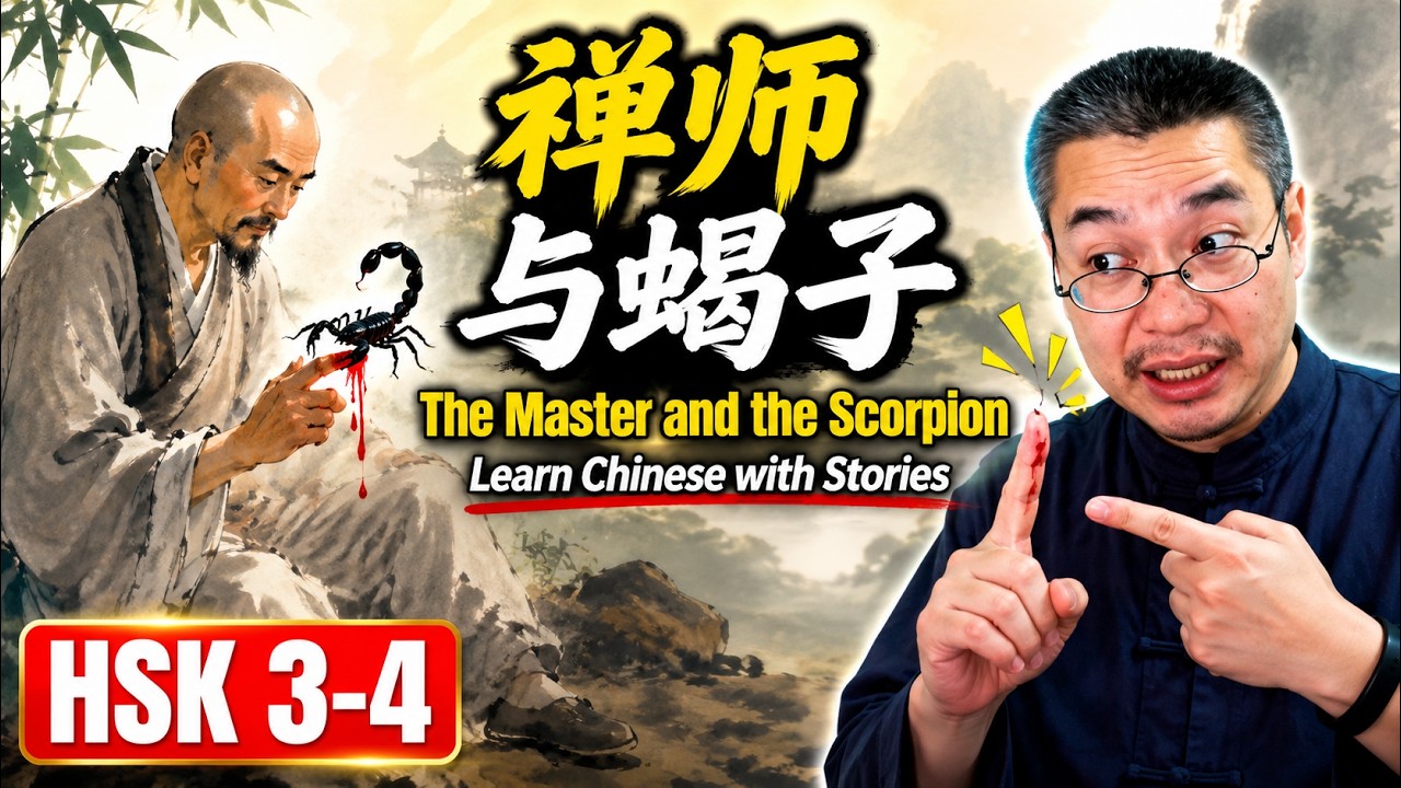 Chinese short story 67 |禅师与蝎子The Zen Master and the Scorpion | HSK 3-4 | 听故事学中文 | 中文短篇故事