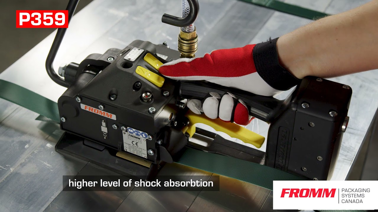 P359 Powerful, consistent pneumatically powered 2-in-1, seal less strapping tool.